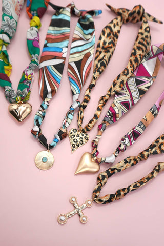 HANDMADE SCARF CHARM NECKLACE-Necklaces-JOSSLYN by wall to wall-Summit Lane Boutique, Women's Apparel and Gifts located in Grand Rapids, MI