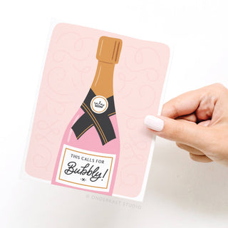 This Calls For Bubbly Greeting Card-Greeting Cards-Onderkast Studio-Summit Lane Boutique, Women's Apparel and Gifts located in Grand Rapids, MI