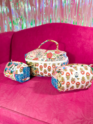 Wildflower Patch | Quilted Cosmetic Bags-set of 3-Cosmetic Bags-Heart of Grace-Summit Lane Boutique, Women's Apparel and Gifts located in Grand Rapids, MI