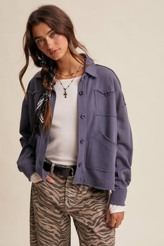 Washed Knit Utility Shacket-Jackets-Listicle-Summit Lane Boutique, Women's Apparel and Gifts located in Grand Rapids, MI