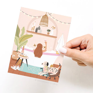 Bubble Bath Cheers Greeting Card-Greeting Cards-Onderkast Studio-Summit Lane Boutique, Women's Apparel and Gifts located in Grand Rapids, MI