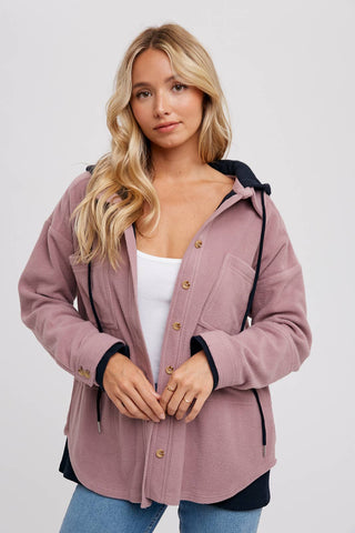 Lindsey Fleece Hoodie Shacket-Jackets-Bluivy-Summit Lane Boutique, Women's Apparel and Gifts located in Grand Rapids, MI