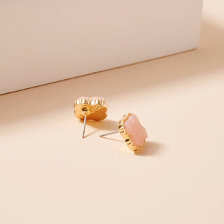 Lilla Haven Flower Druzy Stone Stud Earrings-Earrings-Frem-Summit Lane Boutique, Women's Apparel and Gifts located in Grand Rapids, MI
