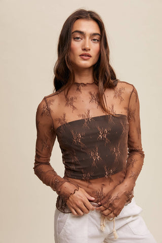 Sheer Lace Long-Sleeve Top-Long Sleeves-Listicle-Summit Lane Boutique, Women's Apparel and Gifts located in Grand Rapids, MI
