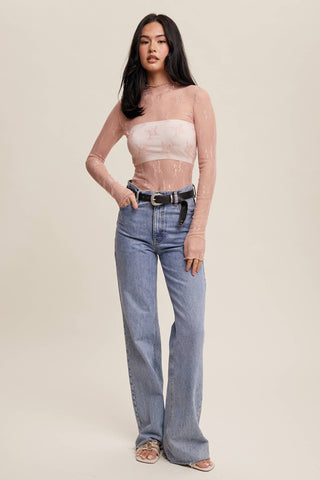 Sheer Lace Long-Sleeve Top-Long Sleeves-Listicle-Summit Lane Boutique, Women's Apparel and Gifts located in Grand Rapids, MI