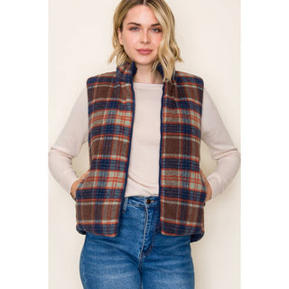 Reversible Plaid/Corduroy vest-Vest-STACCATO-Summit Lane Boutique, Women's Apparel and Gifts located in Grand Rapids, MI