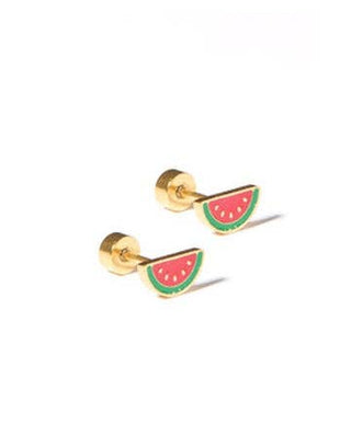 Watermelon - Napback Stud Earrings-Earrings-LINNY CO-Summit Lane Boutique, Women's Apparel and Gifts located in Grand Rapids, MI