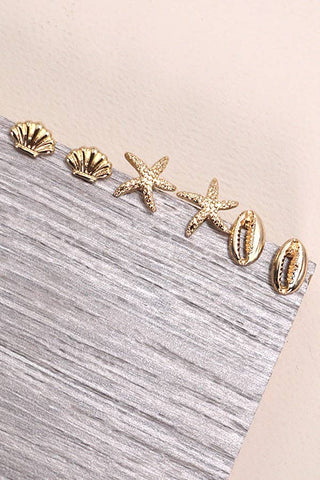 TRIO STUD SEASHELL EARIINGS-Earrings-JOSSLYN by wall to wall-Summit Lane Boutique, Women's Apparel and Gifts located in Grand Rapids, MI