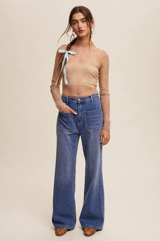 Sheer Lace Long-Sleeve Top-Long Sleeves-Listicle-Summit Lane Boutique, Women's Apparel and Gifts located in Grand Rapids, MI