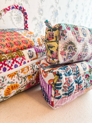 Wildflower Patch | Quilted Cosmetic Bags-set of 3-Cosmetic Bags-Heart of Grace-Summit Lane Boutique, Women's Apparel and Gifts located in Grand Rapids, MI