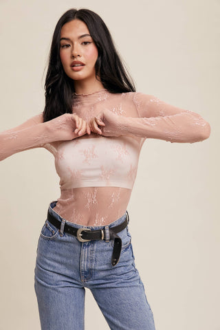 Sheer Lace Long-Sleeve Top-Long Sleeves-Listicle-Summit Lane Boutique, Women's Apparel and Gifts located in Grand Rapids, MI