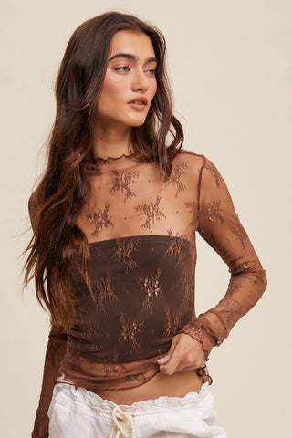 Sheer Lace Long-Sleeve Top-Long Sleeves-Listicle-Summit Lane Boutique, Women's Apparel and Gifts located in Grand Rapids, MI