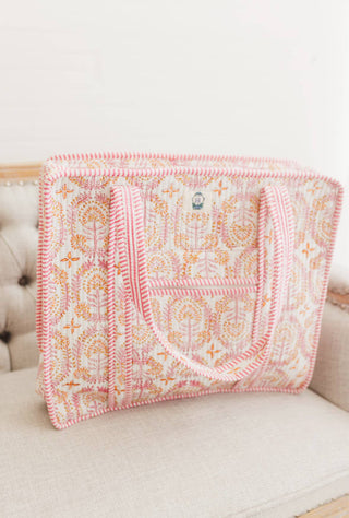 Dahlia | Large Quilted Zipper Tote Bag-Tote Bag-Heart of Grace-Summit Lane Boutique, Women's Apparel and Gifts located in Grand Rapids, MI