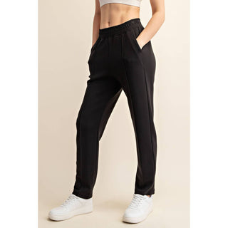 MODAL POLY SPAN SCUBA PINTUCK PANT-Lounge Pants-Rae Mode-Summit Lane Boutique, Women's Apparel and Gifts located in Grand Rapids, MI