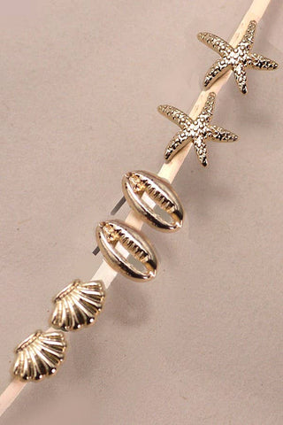 TRIO STUD SEASHELL EARIINGS-Earrings-JOSSLYN by wall to wall-Summit Lane Boutique, Women's Apparel and Gifts located in Grand Rapids, MI