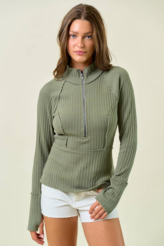 Magnolia Half Zip-Long Sleeves-Doe and Rae-Summit Lane Boutique, Women's Apparel and Gifts located in Grand Rapids, MI