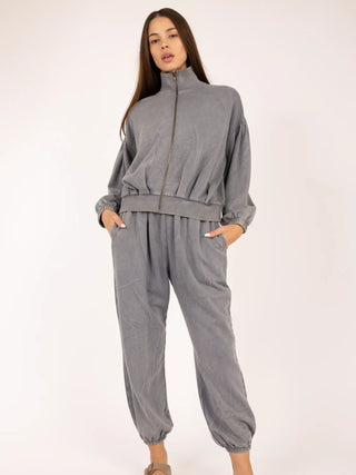 Mineral Wash Puff Sleeve Jacket-Jackets-Elle Grey-Summit Lane Boutique, Women's Apparel and Gifts located in Grand Rapids, MI