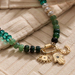 Layered Glass Bead Necklace with Trio of Charms-Necklaces-Frem-Summit Lane Boutique, Women's Apparel and Gifts located in Grand Rapids, MI