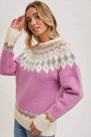 FAIR ISLE KNIT SWEATER PULLOVER-Sweaters-Bluivy-Summit Lane Boutique, Women's Apparel and Gifts located in Grand Rapids, MI