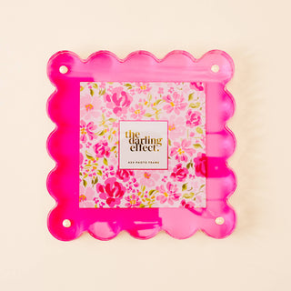 Square Scalloped Acrylic Frame-Hot Pink-Picture Frames-The Darling Effect-Summit Lane Boutique, Women's Apparel and Gifts located in Grand Rapids, MI