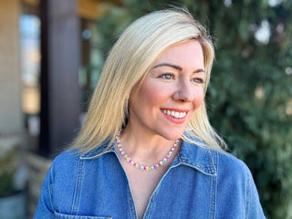 Beaded Necklace - Clear + Multi-Colored - Lanie-Necklaces-Taylor Elliott Designs-Summit Lane Boutique, Women's Apparel and Gifts located in Grand Rapids, MI