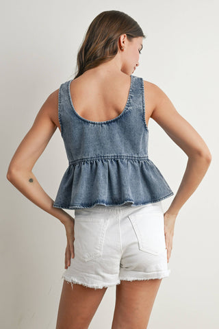 Ruffled Hem Tie-Front Tank Top-Sleeveless-BUTTERMELON-Summit Lane Boutique, Women's Apparel and Gifts located in Grand Rapids, MI