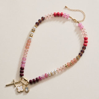 Layered Glass Bead Necklace with Trio of Charms-Necklaces-Frem-Summit Lane Boutique, Women's Apparel and Gifts located in Grand Rapids, MI