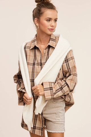 Naomi Plaid Shirt-Long Sleeves-La Miel-Summit Lane Boutique, Women's Apparel and Gifts located in Grand Rapids, MI