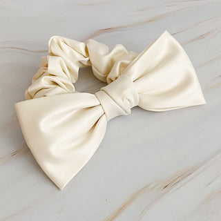 Satin Bow Tie Hair Scrunch-Hair Accessories-Ellison+Young-Summit Lane Boutique, Women's Apparel and Gifts located in Grand Rapids, MI