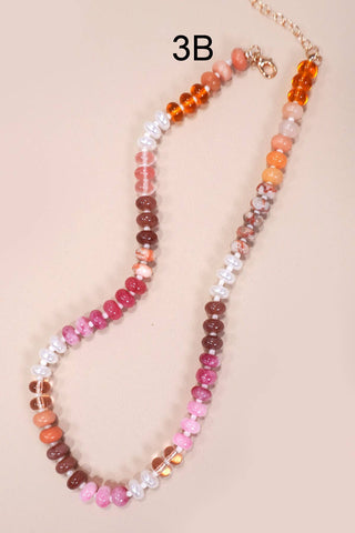 NATURAL AGATE GLASS SEMI PRECIOUS BEAD NECKLACE-Necklaces-JOSSLYN by Wall to Wall-Summit Lane Boutique, Women's Apparel and Gifts located in Grand Rapids, MI