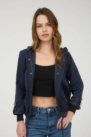 SNAP BUTTON ZIP UP HOODED JACKET-Jackets-Blu Pepper-Summit Lane Boutique, Women's Apparel and Gifts located in Grand Rapids, MI