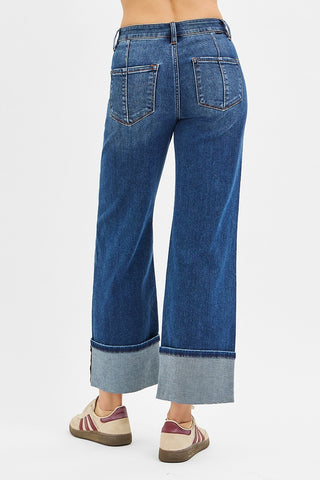Cuffed Button Fly Jeans-Jeans-Risen-Summit Lane Boutique, Women's Apparel and Gifts located in Grand Rapids, MI