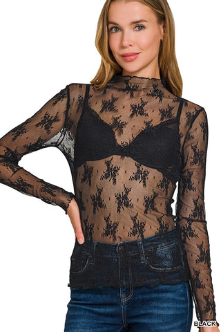 Mesh Lace Long Sleeve-Long Sleeves-Zenana-Summit Lane Boutique, Women's Apparel and Gifts located in Grand Rapids, MI