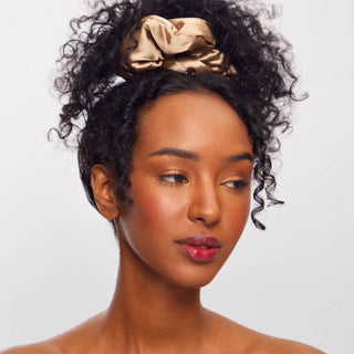 Satin Sleep Pillow Scrunchies - Charcoal/Gold-Hair Accessories-KITSCH-Summit Lane Boutique, Women's Apparel and Gifts located in Grand Rapids, MI
