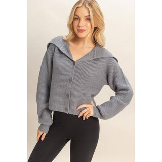 Sailor Collared Sweater Cardigan-Cardigans-HYFVE-Summit Lane Boutique, Women's Apparel and Gifts located in Grand Rapids, MI
