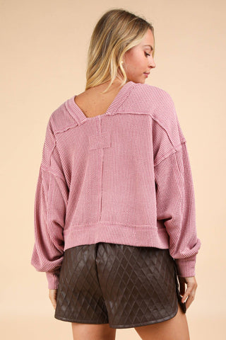 Waverly Two Tone Oversized Top-Long Sleeves-VERY J-Summit Lane Boutique, Women's Apparel and Gifts located in Grand Rapids, MI