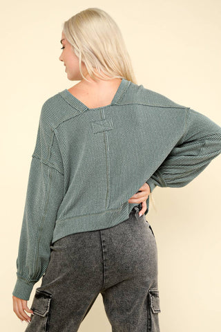 Waverly Two Tone Oversized Top-Long Sleeves-VERY J-Summit Lane Boutique, Women's Apparel and Gifts located in Grand Rapids, MI
