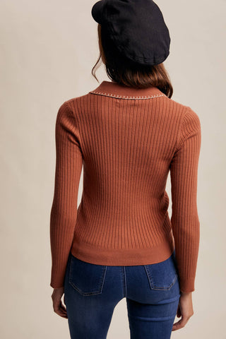 Contrast Stitch Ribbed Knit Top-Listicle-Summit Lane Boutique, Women's Apparel and Gifts located in Grand Rapids, MI