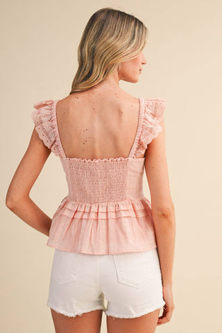 The Brielle Eyelet Peplum Top-Sleeveless-&MERCI-Summit Lane Boutique, Women's Apparel and Gifts located in Grand Rapids, MI