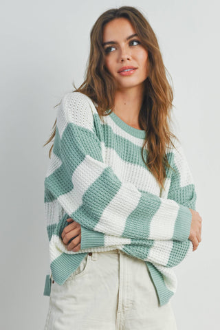 Marissa Striped Sweater-Long Sleeves-BUTTERMELON-Summit Lane Boutique, Women's Apparel and Gifts located in Grand Rapids, MI