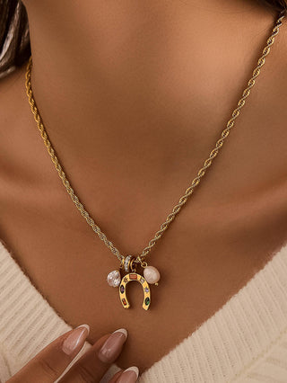 Western 18K Gold Non-Tarnish Horseshoe Charm Necklace-Necklaces-Flânerie by MAIQ-Summit Lane Boutique, Women's Apparel and Gifts located in Grand Rapids, MI