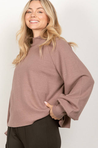 Mock Neck Textured Knit Top-Sweaters-VERY J-Summit Lane Boutique, Women's Apparel and Gifts located in Grand Rapids, MI