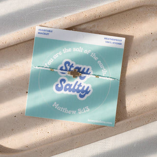 Stay Salty Cross Bracelet + Sticker | Matthew 5:13-Bracelets-Lenny & Eva-Summit Lane Boutique, Women's Apparel and Gifts located in Grand Rapids, MI