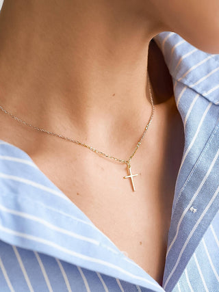 Tirza 18K Gold Non-Tarnish Small Cross Necklace-Necklaces-Flânerie by MAIQ-Summit Lane Boutique, Women's Apparel and Gifts located in Grand Rapids, MI