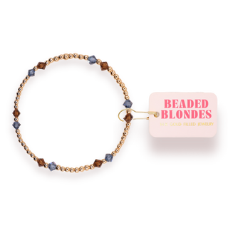 Charlotte Bracelet in Denim and Mocha-Bracelets-Beaded Blondes-Summit Lane Boutique, Women's Apparel and Gifts located in Grand Rapids, MI