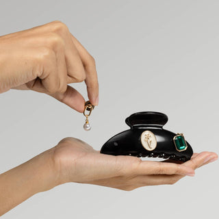 KitschPop™️ Curved Claw Clip 7pc Set Vintage - Black-Hair Accessories-KITSCH-Summit Lane Boutique, Women's Apparel and Gifts located in Grand Rapids, MI