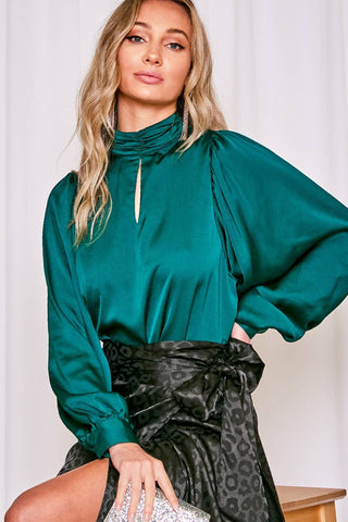 Balloon Sleeves Satin Blouse Top-Blouse-Vine & Love-Summit Lane Boutique, Women's Apparel and Gifts located in Grand Rapids, MI