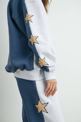 Everly Star Patch Sweatshirt-Sweatshirt-BUTTERMELON-Summit Lane Boutique, Women's Apparel and Gifts located in Grand Rapids, MI