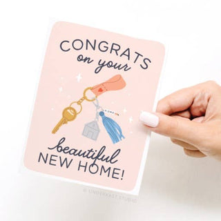 Congrats on Your Beautiful New Home Keychain Greeting Card-Greeting Cards-Onderkast Studio-Summit Lane Boutique, Women's Apparel and Gifts located in Grand Rapids, MI
