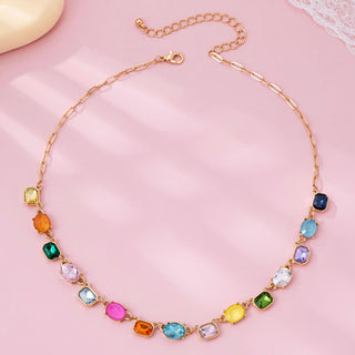 Multicolor Gemstone Link Necklace | 80N92824-JOSSLYN by wall to wall-Summit Lane Boutique, Women's Apparel and Gifts located in Grand Rapids, MI
